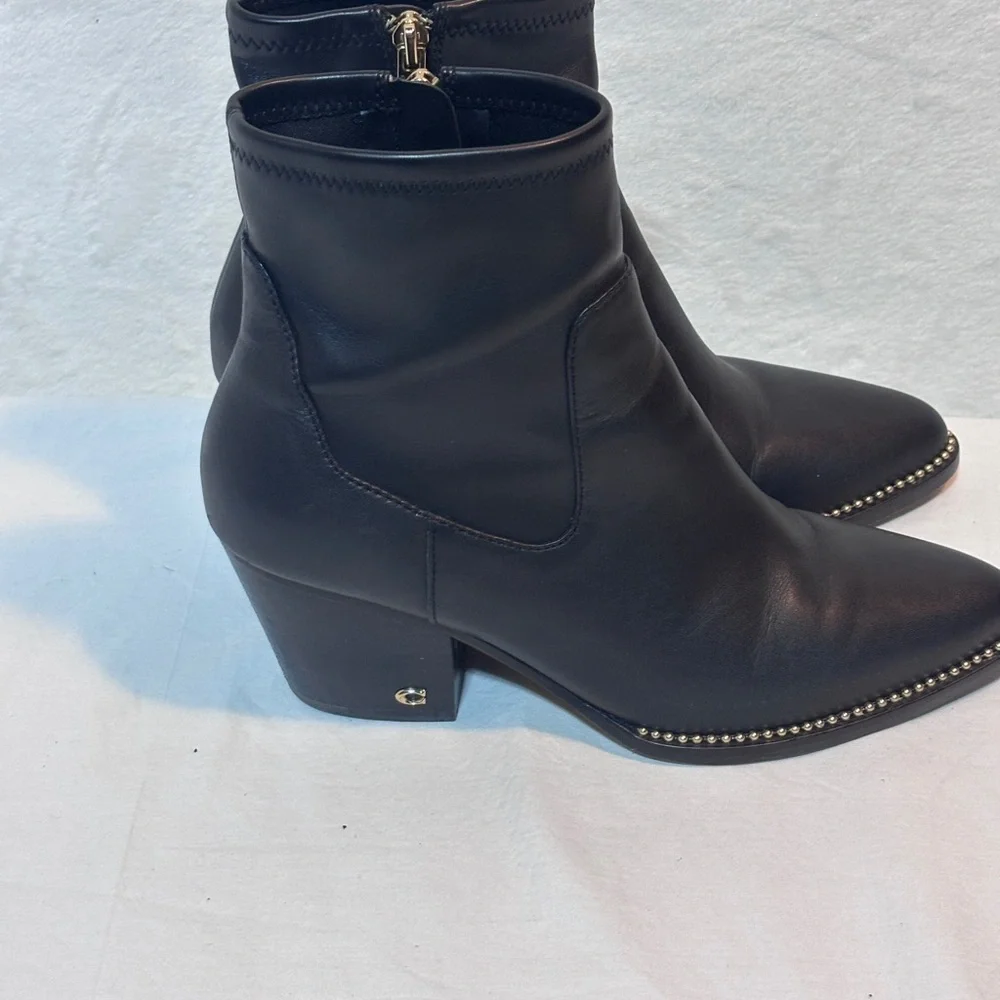 Coach Pell Leather Ankle Bootie in Black Size 9 Style G4847 - Picture 6 of 10